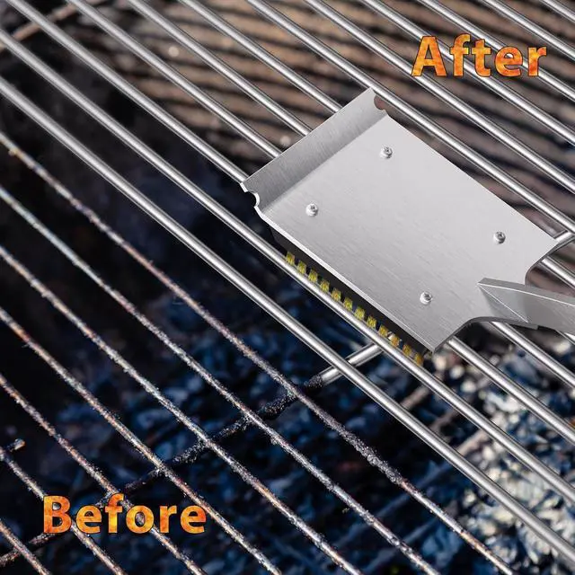 Alt view image 5 of 7 - ENLOY Copper Wire Grill Brush Replacement Head, Grill Cleaning Bristle Brush with 4 Screws, BBQ Cleaning Replacement Brush Head for Gas, Porcelain, Ceramic, Cast Iron, Stainless Steel Grills and More