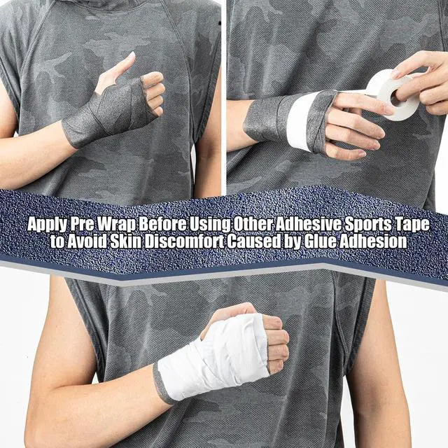 Alt view image 4 of 6 - AYNAUHX Pre Wrap Prewrap Athletic Tape, 6 Pack Athletic Sports Wrap - Black | Black Athletic Pre-Wrap for Hair Headband Ankle Wrist, Soccer Gymnastics Football Boxing Wrap Foam Underwrap for Injuries