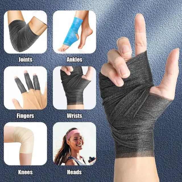 Alt view image 5 of 6 - AYNAUHX Pre Wrap Prewrap Athletic Tape, 6 Pack Athletic Sports Wrap - Black | Black Athletic Pre-Wrap for Hair Headband Ankle Wrist, Soccer Gymnastics Football Boxing Wrap Foam Underwrap for Injuries