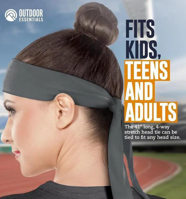 Alt view image 4 of 7 - OutdoorEssentials Tie Headband - Sweat-Wicking Running Headband - Hair Control Head Tie - Ninja Costume Accessories