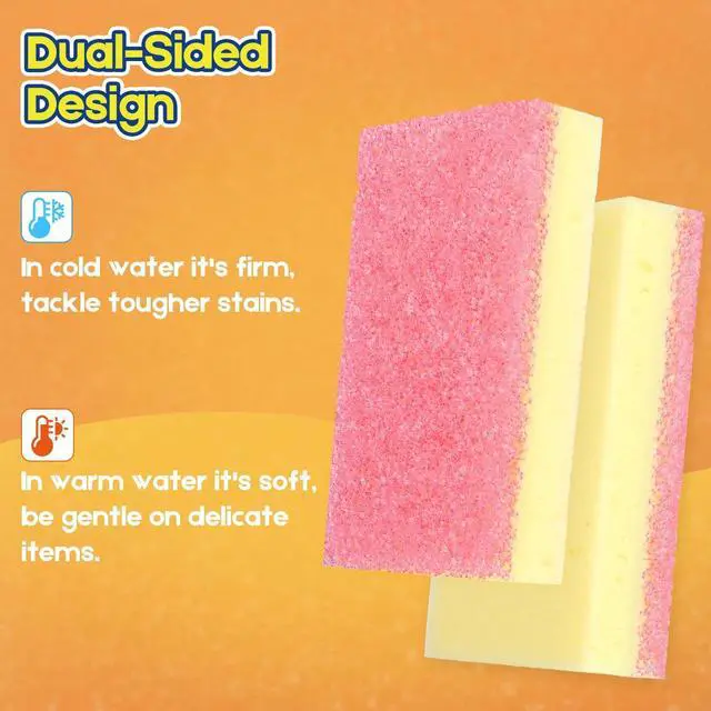 Alt view image 3 of 7 - LAUNDRYLUX Scrub Sponge, Dual-Sided Temperature-Responsive Scrubber | Non-Scratch - Multipurpose Dish Sponges for Kitchens, Bathrooms, and Outdoor Use - 6 Pack