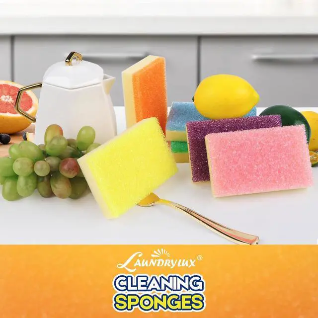 Alt view image 2 of 7 - LAUNDRYLUX Scrub Sponge, Dual-Sided Temperature-Responsive Scrubber | Non-Scratch - Multipurpose Dish Sponges for Kitchens, Bathrooms, and Outdoor Use - 6 Pack