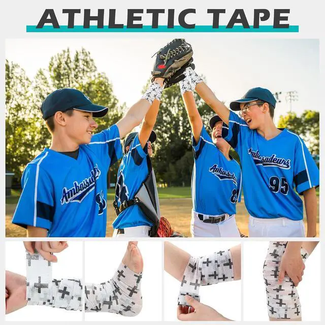 Alt view image 4 of 7 - TrelaCo 2 Pcs Cross Tape Christian Athletic Tape 2IN X 15FT Elastic Wrist Wrap for Baseball Soccer Football Gymnastic Non Woven Jesus Self Adhesive Bandage Sport Bandage Wrap for Wrist, Feet (White)