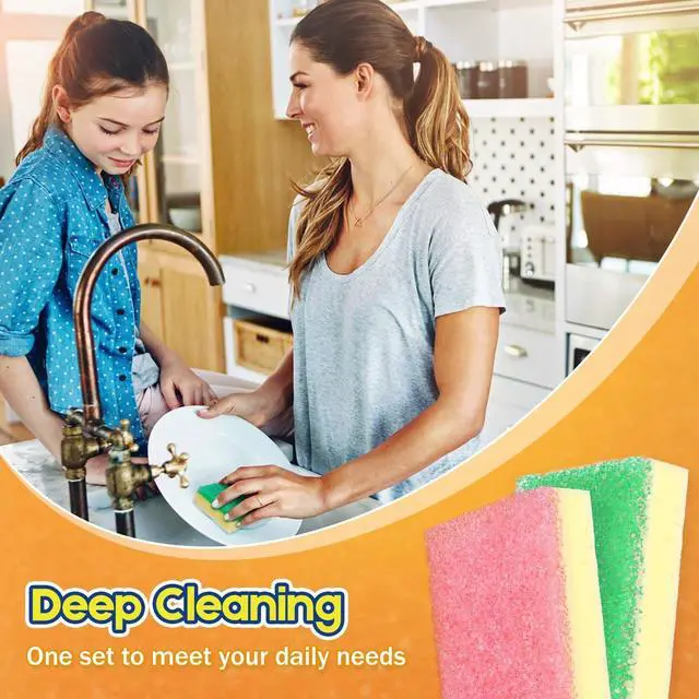 Alt view image 6 of 7 - LAUNDRYLUX Scrub Sponge, Dual-Sided Temperature-Responsive Scrubber | Non-Scratch - Multipurpose Dish Sponges for Kitchens, Bathrooms, and Outdoor Use - 6 Pack