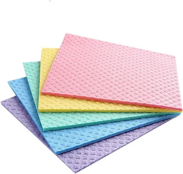 Main image of Reusable Cleaning Cellulose Sponge Cloths Absorbent Wipes Clean Kitchen Car Dish Eco-Friendly Dishcloth Hand Towel Auto - 1pack (5pcs)