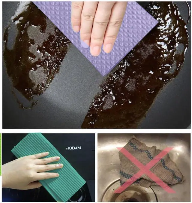 Alt view image 6 of 6 - Reusable Cleaning Cellulose Sponge Cloths Absorbent Wipes Clean Kitchen Car Dish Eco-Friendly Dishcloth Hand Towel Auto - 1pack (5pcs)