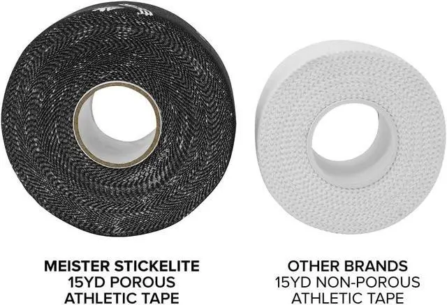 Alt view image 5 of 6 - Meister StickElite Professional Porous Athletic Tape - 15yd x 1.5" - BK - 1 | Breathable rigid sports tape w/ extra sticky grip for bracing ankles, wrists, fingers, hockey sticks, pull-up bars & more