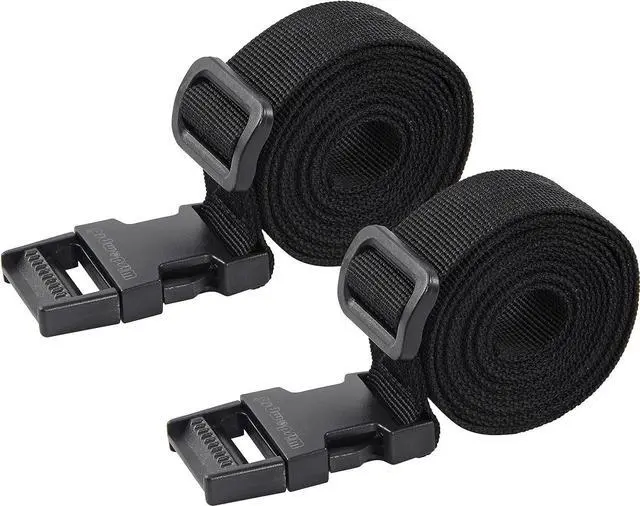 Main image of Wisdompro Luggage Strap, 2 Pack Heavy Duty Utility Straps - 48 inch, Black | Lashing Straps with Quick Release Buckle, Adjustable Nylon Belt for Backpacking, Sleeping Bag Compression, Camping, Hiking