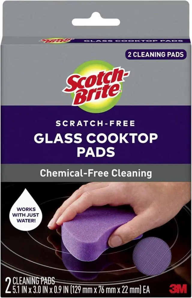 Main image of Scotch-Brite Scratch-Free Glass Cooktop Pads, Chemical Free Cleaning for Glass Stovetops, Tackle Burnt-On Messes, 2 Cleaning Pads