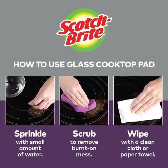 Alt view image 3 of 7 - Scotch-Brite Scratch-Free Glass Cooktop Pads, Chemical Free Cleaning for Glass Stovetops, Tackle Burnt-On Messes, 2 Cleaning Pads