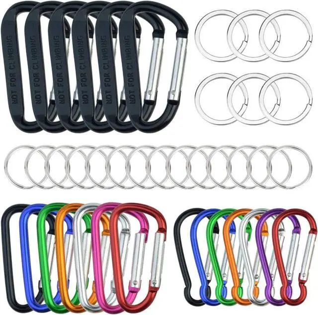 Main image of 20 Pack Carabiners Clips with Keychain D Ring Caribeaner Clip Hook for Backpack Water Bottle Key Home RV Outdoor Small Item (3 Style)