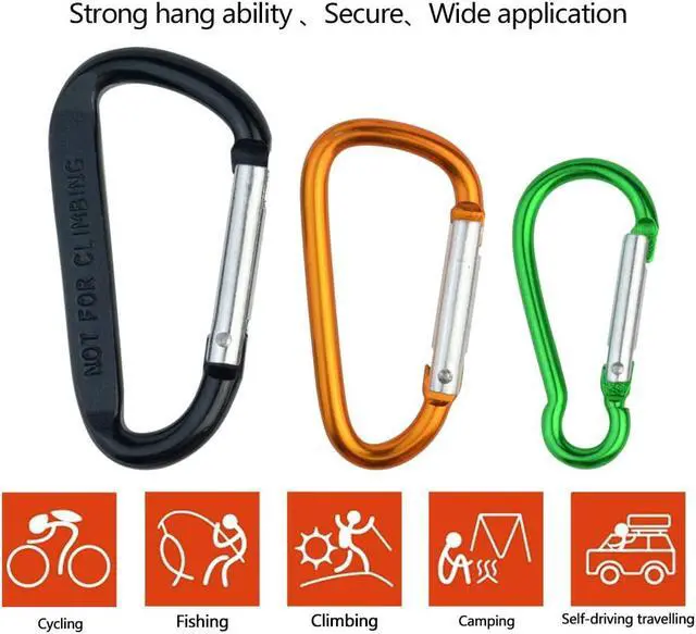 Alt view image 3 of 7 - 20 Pack Carabiners Clips with Keychain D Ring Caribeaner Clip Hook for Backpack Water Bottle Key Home RV Outdoor Small Item (3 Style)