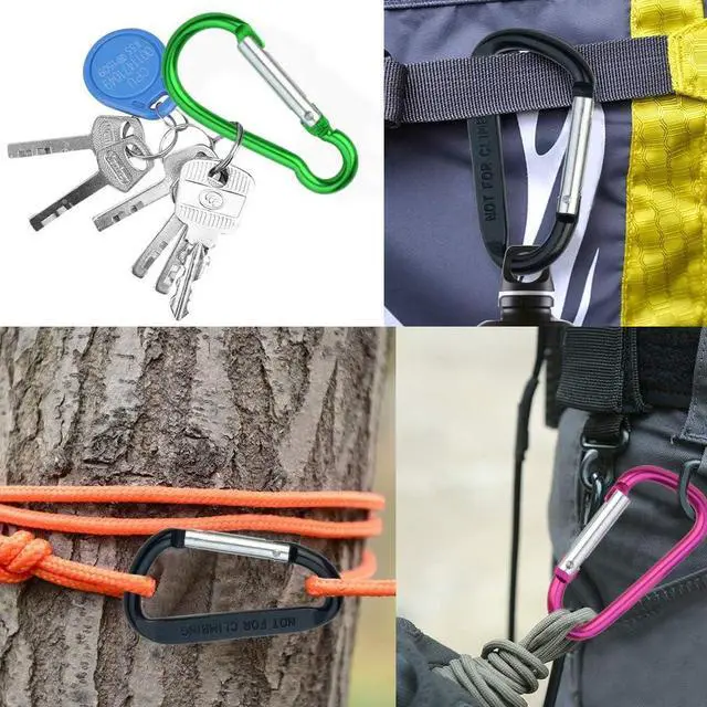 Alt view image 7 of 7 - 20 Pack Carabiners Clips with Keychain D Ring Caribeaner Clip Hook for Backpack Water Bottle Key Home RV Outdoor Small Item (3 Style)