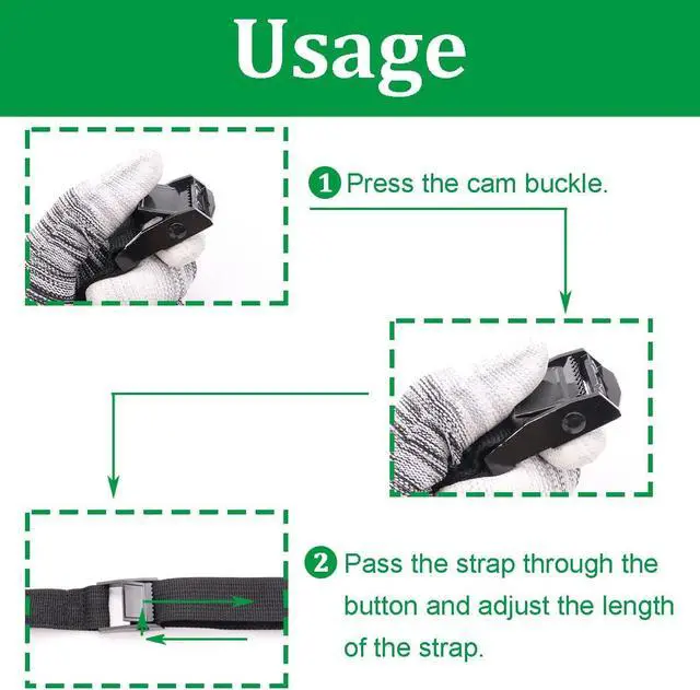 Alt view image 3 of 6 - 2 PCS 1" x 4ft Battery Tie Down Strap kit,Battery Hold Down Strap with Stainless Steel Cam Buckle,4 Stainless Steel Eye Strap Mounts, 8 SS Screws for Boats, Luggage Belt, Cars