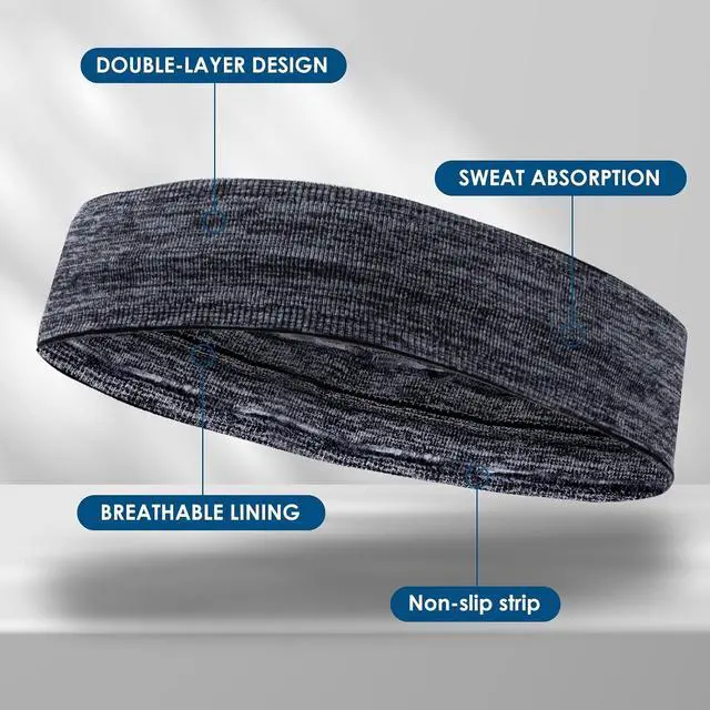 Alt view image 4 of 7 - Sports Headbands for Women, 5 Pack Moisture Wicking Non Slip Sweatbands Fashionable Hairbands for Workout Yoga Running Gym