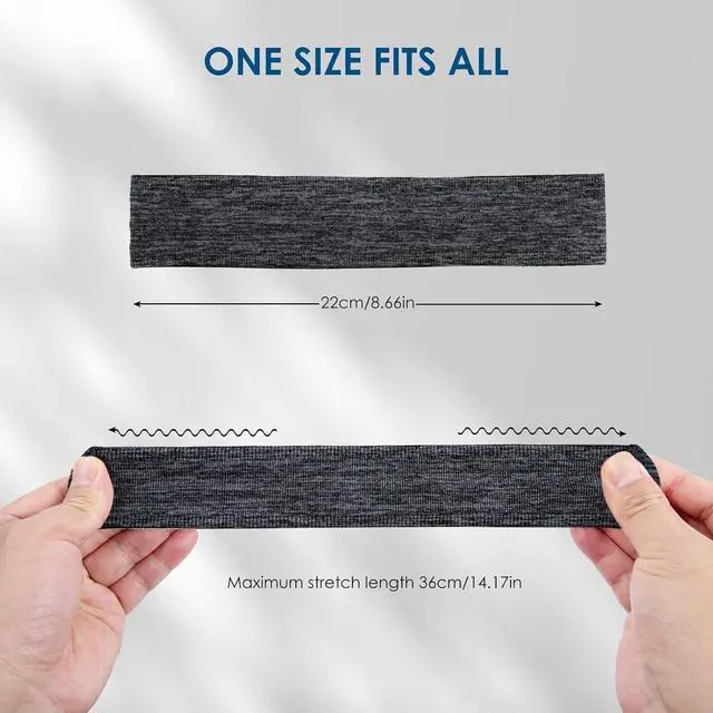 Alt view image 5 of 7 - Sports Headbands for Women, 5 Pack Moisture Wicking Non Slip Sweatbands Fashionable Hairbands for Workout Yoga Running Gym