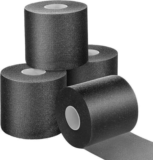 Main image of Nuanchu 4 Pcs Pre Wrap Athletic 120 Yards Prewrap Headbands for Hair Foam Underwrap Sports Wrap Hair Prewrap Strip Tapes for Ankles Wrists Sports Foam Tape(Black)