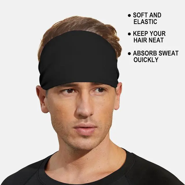 Alt view image 2 of 5 - VIMPEP Tenacious Sports Headbands for Men Soft Feeling Non Silp Sweatband Workout Headband for Running,Cycling,Basketball,Tennis,Yoga Fitness Stretchy Quick-Dry Hairband for Unisex (3/4/6 Pack)
