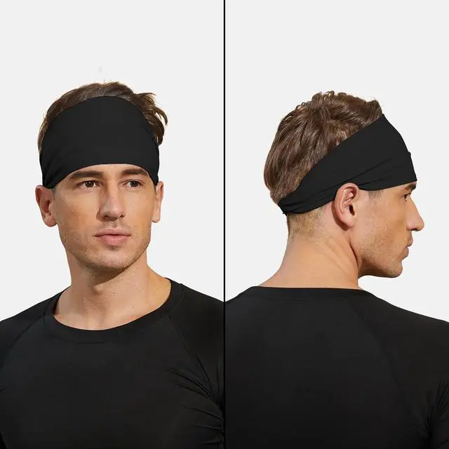 Alt view image 3 of 5 - VIMPEP Tenacious Sports Headbands for Men Soft Feeling Non Silp Sweatband Workout Headband for Running,Cycling,Basketball,Tennis,Yoga Fitness Stretchy Quick-Dry Hairband for Unisex (3/4/6 Pack)
