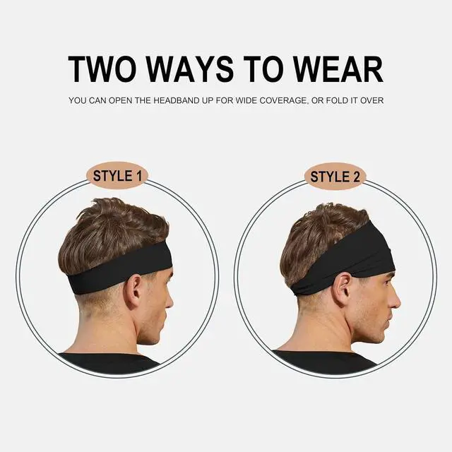 Alt view image 4 of 5 - VIMPEP Tenacious Sports Headbands for Men Soft Feeling Non Silp Sweatband Workout Headband for Running,Cycling,Basketball,Tennis,Yoga Fitness Stretchy Quick-Dry Hairband for Unisex (3/4/6 Pack)