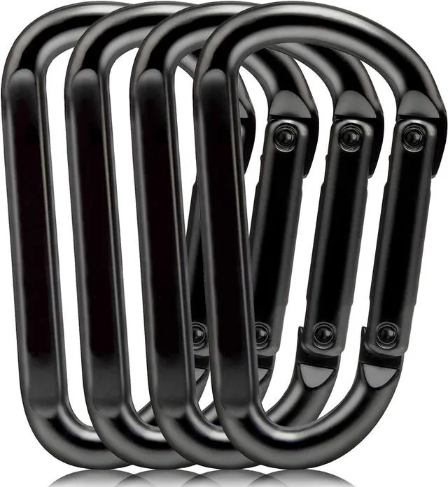 Main image of EZYA Heavy Duty Carabiner Clips, 860lbs - 3" Iron Carabiners for Keys, Gym, Camping, Hiking Accessories - D-Ring Keychain Hooks for Hammocks, Backpacks, Outdoor Gear