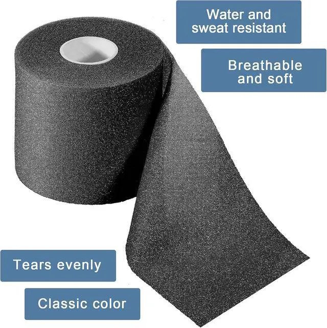 Alt view image 4 of 6 - Nuanchu 4 Pcs Pre Wrap Athletic 120 Yards Prewrap Headbands for Hair Foam Underwrap Sports Wrap Hair Prewrap Strip Tapes for Ankles Wrists Sports Foam Tape(Black)
