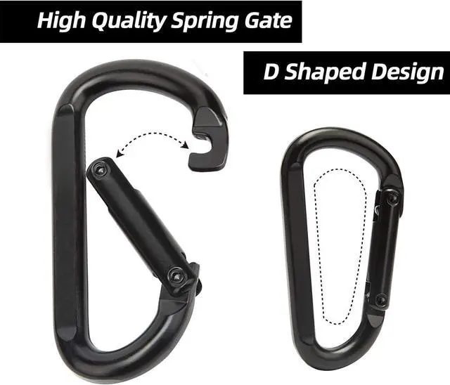 Alt view image 3 of 6 - EZYA Heavy Duty Carabiner Clips, 860lbs - 3" Iron Carabiners for Keys, Gym, Camping, Hiking Accessories - D-Ring Keychain Hooks for Hammocks, Backpacks, Outdoor Gear