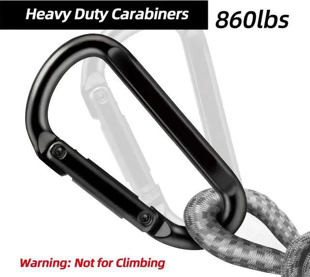 Alt view image 4 of 6 - EZYA Heavy Duty Carabiner Clips, 860lbs - 3" Iron Carabiners for Keys, Gym, Camping, Hiking Accessories - D-Ring Keychain Hooks for Hammocks, Backpacks, Outdoor Gear
