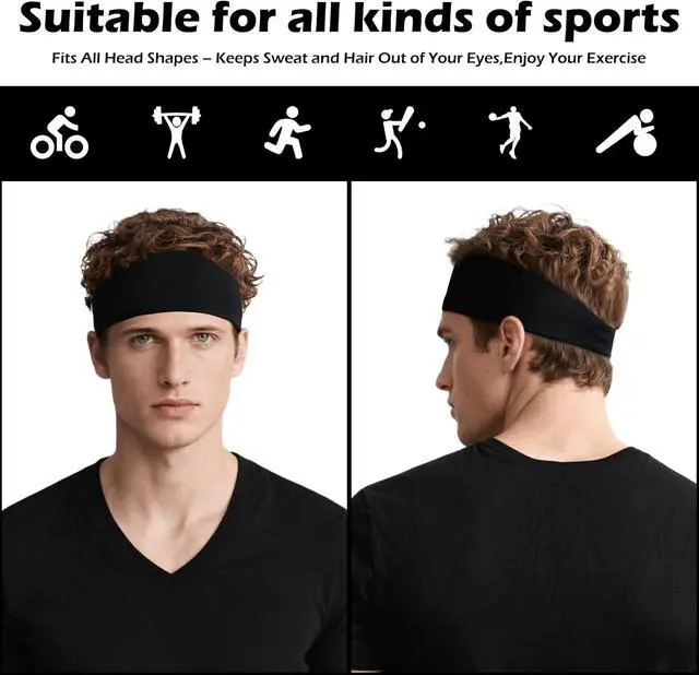 Alt view image 5 of 7 - Headbands for Men 6PCS, Summer-Exclusive Lightweight Hair Men Head Bands | Sweatbands head bands for Men's hair, Soft Running Headband for Men, Non Slip Headband for Working Out, Travel, Cycling