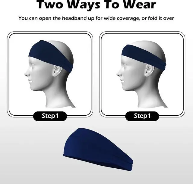 Alt view image 7 of 7 - Headbands for Men 6PCS, Summer-Exclusive Lightweight Hair Men Head Bands | Sweatbands head bands for Men's hair, Soft Running Headband for Men, Non Slip Headband for Working Out, Travel, Cycling
