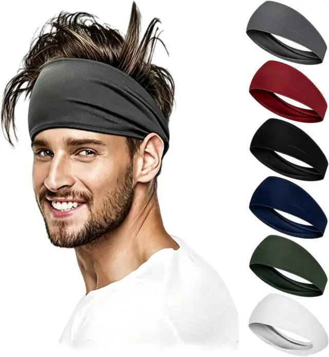 Main image of Sweat Headbands for Men,6 Pack Workout Sports Hairband for Gym, Ideal for Fitness,Running,Cycling,Hike