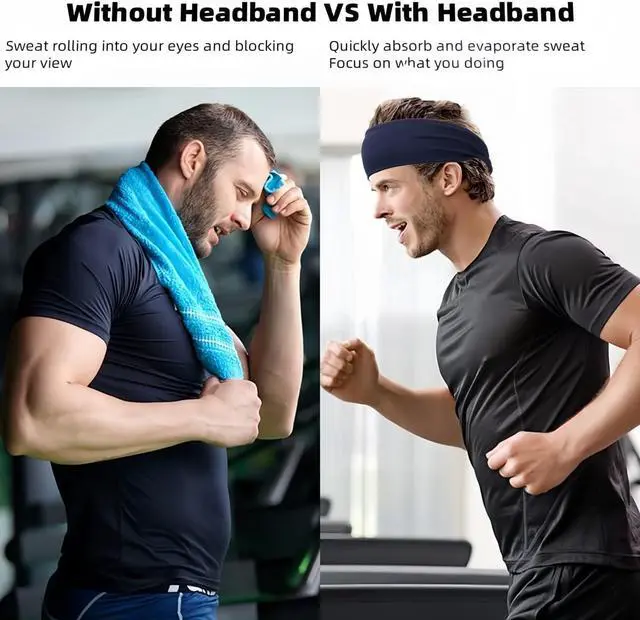 Alt view image 3 of 7 - Sweat Headbands for Men,6 Pack Workout Sports Hairband for Gym, Ideal for Fitness,Running,Cycling,Hike