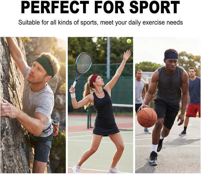 Alt view image 6 of 7 - Sweat Headbands for Men,6 Pack Workout Sports Hairband for Gym, Ideal for Fitness,Running,Cycling,Hike