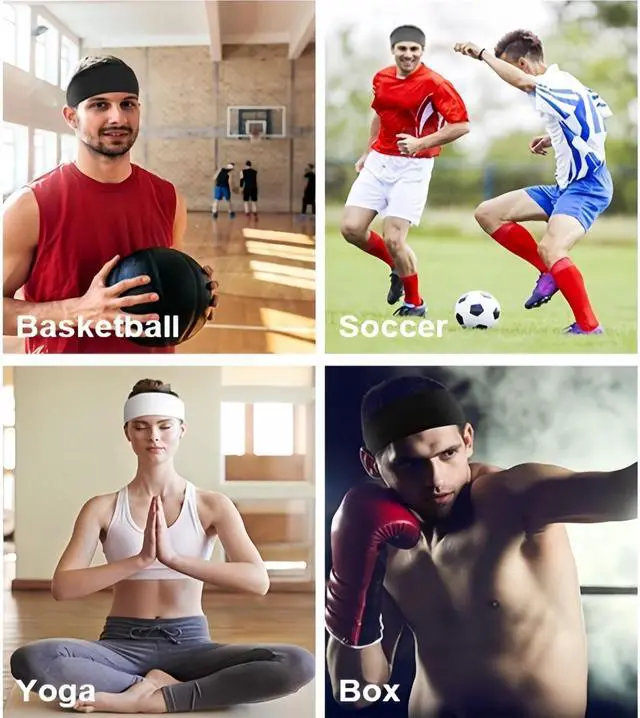 Alt view image 7 of 7 - Sweat Headbands for Men,6 Pack Workout Sports Hairband for Gym, Ideal for Fitness,Running,Cycling,Hike