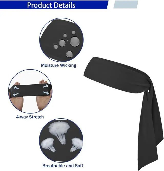 Alt view image 3 of 6 - Sport Tie Headbands Tennis Head Tie for Men Women Sports Fans Ninja Soccer Basketball Teams Head Ties Halloween