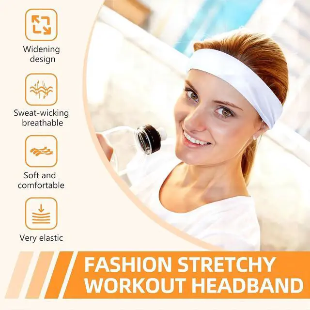 Alt view image 2 of 6 - Headbands for Women 8PCS, Summer-Exclusive Elastic Non Slip Hair Head Bands | Sweatbands head bands for women's hair, Soft Running Fashion Headband for Men & Women for Working Out, Travel, Daily Use