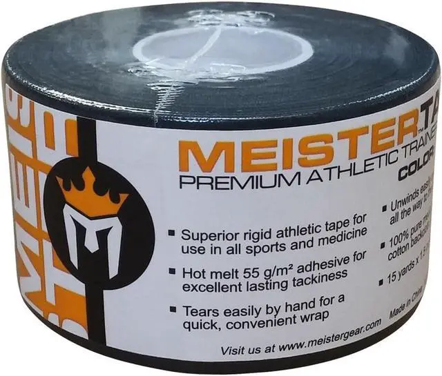 Alt view image 2 of 2 - Meister Athletic Trainer's Tape for Sports Medicine - 15Yd x 1.5" - BK - 1 | Premium rigid strapping tape for ankles, wrists, fingers, toes and more. Sticky, bright colors, easy to tear