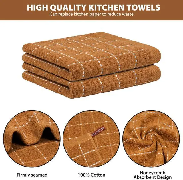 Alt view image 3 of 7 - Nialnant 6 Pack Terry Kitchen Towels,Dish Cloths for Washing Dishes | 100% Cotton Reusable Cleaning Rag,Ultra Soft Absorbent, Quick Drying Dish Towels for Kitchen,12x12 Inches