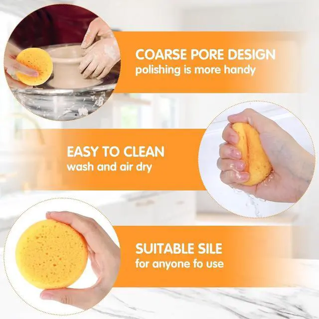 Alt view image 4 of 7 - Ymapinc 12PCS Kitchen Sponges for Washing Dishes Round Natural Cleaning Sponge,Cellulose Eco-Friendly No Odor, Dusting, Cleaning Bathroom, 7 * 7cm