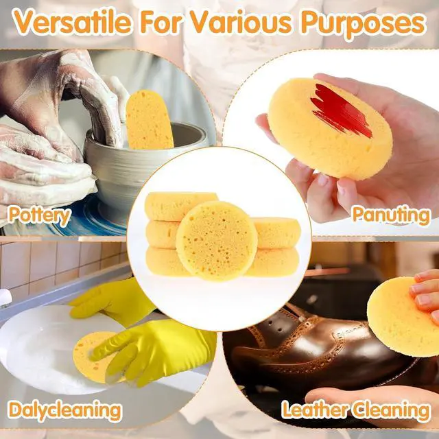 Alt view image 5 of 7 - Ymapinc 12PCS Kitchen Sponges for Washing Dishes Round Natural Cleaning Sponge,Cellulose Eco-Friendly No Odor, Dusting, Cleaning Bathroom, 7 * 7cm