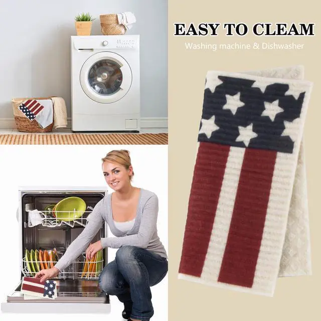 Alt view image 4 of 7 - 4th of July 6 Packs Swedish Kitchen Dish Cloths - American Flags Reusable Paper Towels for Counters & Dishes - Eco-Friendly Cellulose Sponge Cloth