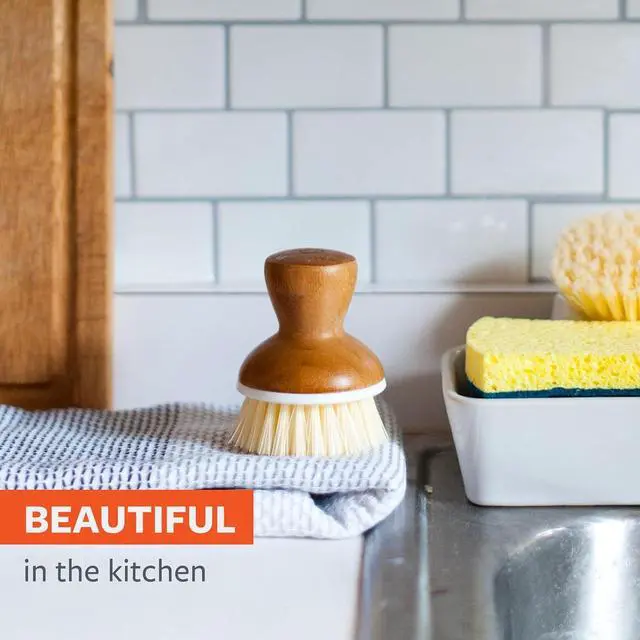 Alt view image 4 of 7 - Full Circle Bubbly Palm Brush, Dish Scrub Brush for Nonstick, White | Family-safe & formaldehyde-free, with an ergonomic handle for effortless cast iron, nonstick & sink cleanup.