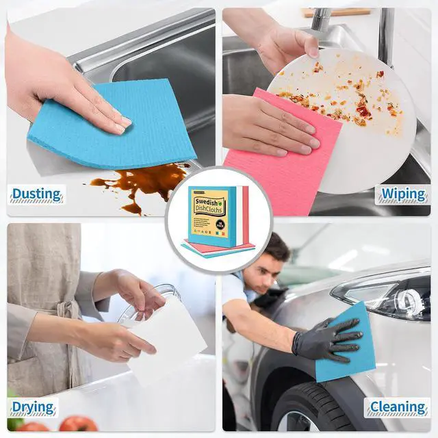 Alt view image 6 of 7 - Swedish Dishcloths, 18 Pack Kitchen Towels Dish Rags, Absorbent Swedish Dish Towels for Kitchen, Non-Scratch Cellulose Sponge Cloths, Biodegradable Washable Reusable Paper Towels, Assorted