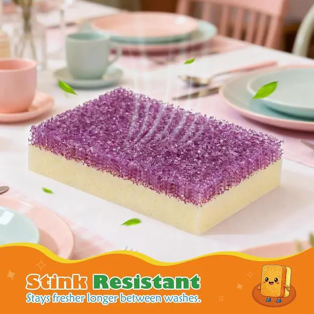 Alt view image 6 of 7 - UNIMADE Scrub Sponge, Temperature Responsive Dual-Sided Cleaning Sponges | Non-Scratch Dish Sponge for Kitchen, Soft in Warm Water & Firm in Cold, 6 Pack