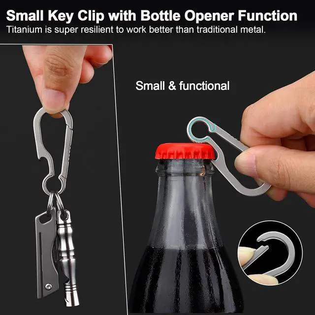 Alt view image 4 of 7 - PJYTAC Titanium Carabiner Keychain Clip for Keys, 2/2.6 Inch Small | Heavy Duty, Key Holder, Quick Release, Ultra Light, Bottle Opener, Hypoallergenic, Valentines Day Gift for Him Men
