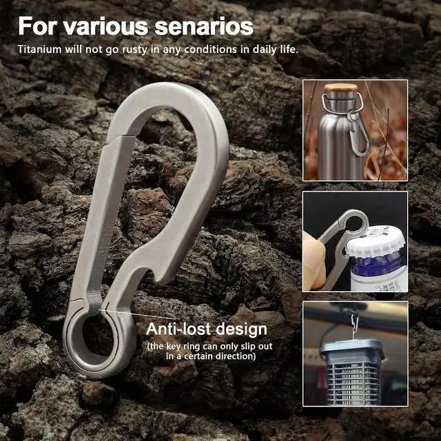 Alt view image 7 of 7 - PJYTAC Titanium Carabiner Keychain Clip for Keys, 2/2.6 Inch Small | Heavy Duty, Key Holder, Quick Release, Ultra Light, Bottle Opener, Hypoallergenic, Valentines Day Gift for Him Men
