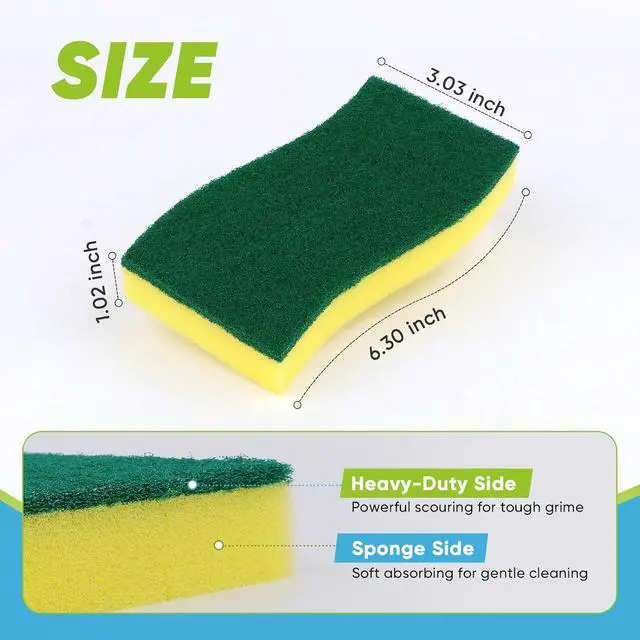 Alt view image 2 of 7 - AIDEA Sponges Kitchen, 24 PK XL Heavy Duty Dish Sponges, Scrub Sponges | Dish Sponges Stink-Free, Extra Large Cleaning Dish Scrubber Sponges for Home & Bathroom, Sponges Bulk Supplies for Pots/ Pans