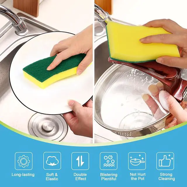 Alt view image 3 of 7 - AIDEA Sponges Kitchen, 24 PK XL Heavy Duty Dish Sponges, Scrub Sponges | Dish Sponges Stink-Free, Extra Large Cleaning Dish Scrubber Sponges for Home & Bathroom, Sponges Bulk Supplies for Pots/ Pans