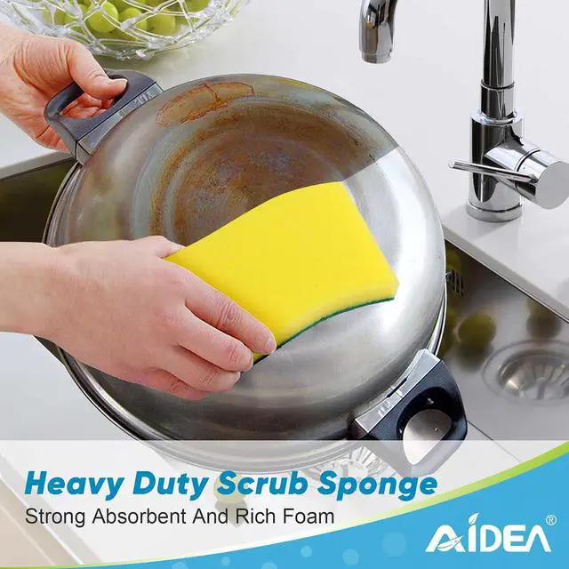 Alt view image 6 of 7 - AIDEA Sponges Kitchen, 24 PK XL Heavy Duty Dish Sponges, Scrub Sponges | Dish Sponges Stink-Free, Extra Large Cleaning Dish Scrubber Sponges for Home & Bathroom, Sponges Bulk Supplies for Pots/ Pans