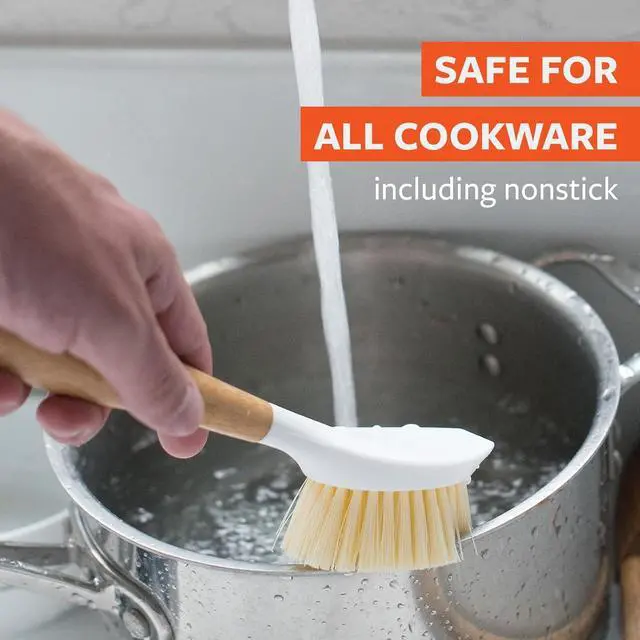 Alt view image 3 of 7 - Full Circle Daily Dish Brush, Bamboo Grip & Strong Bristles for Pots & Pans | A sustainable, natural scrubber with tough bristles that tackles nonstick pans & cast iron cookware.